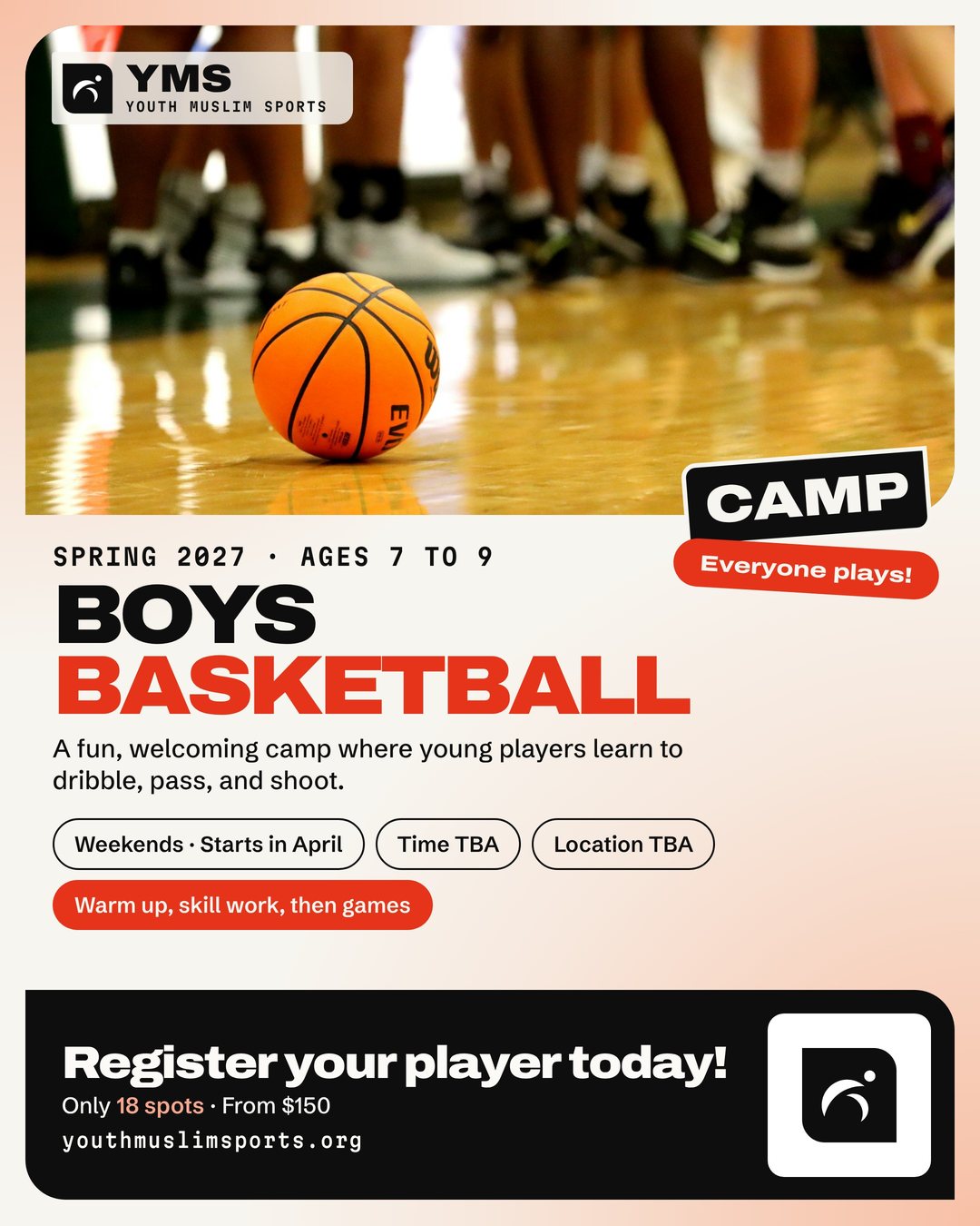 Flyer for Boys Basketball Camp