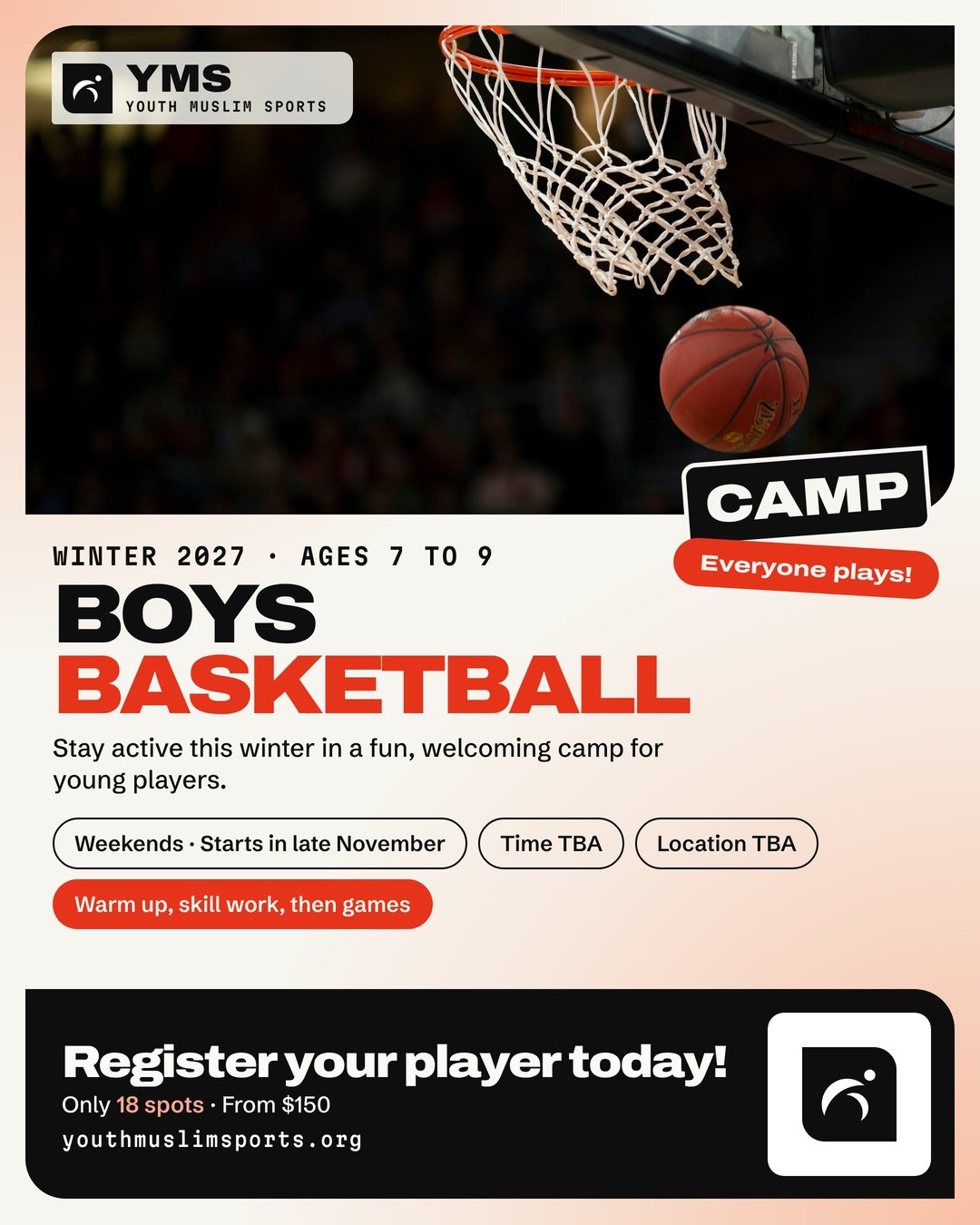 Flyer for Boys Basketball Camp