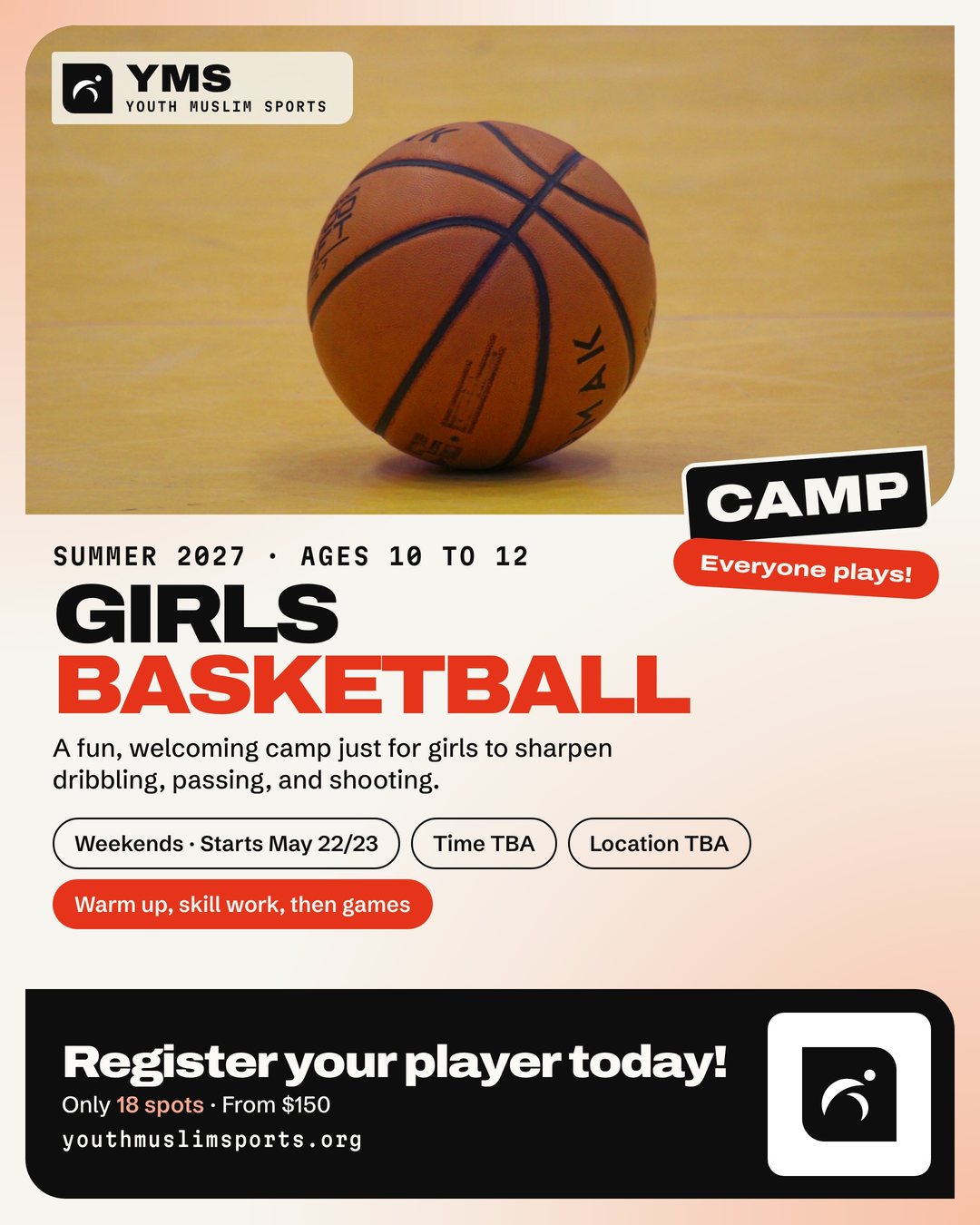 Flyer for Girls Basketball Camp