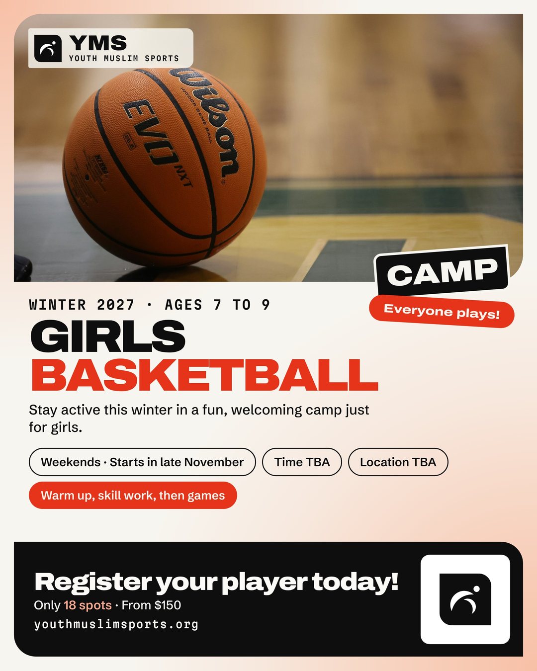 Flyer for Girls Basketball Camp