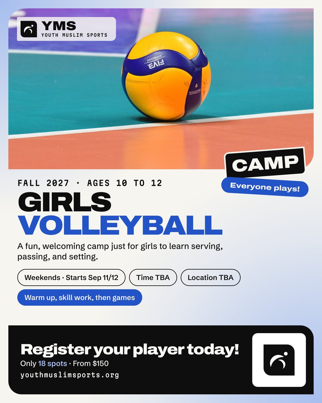 Flyer for Girls Volleyball Camp