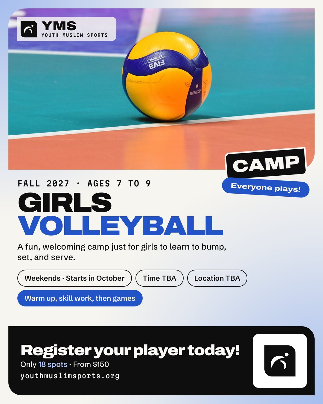 Flyer for Girls Volleyball Camp
