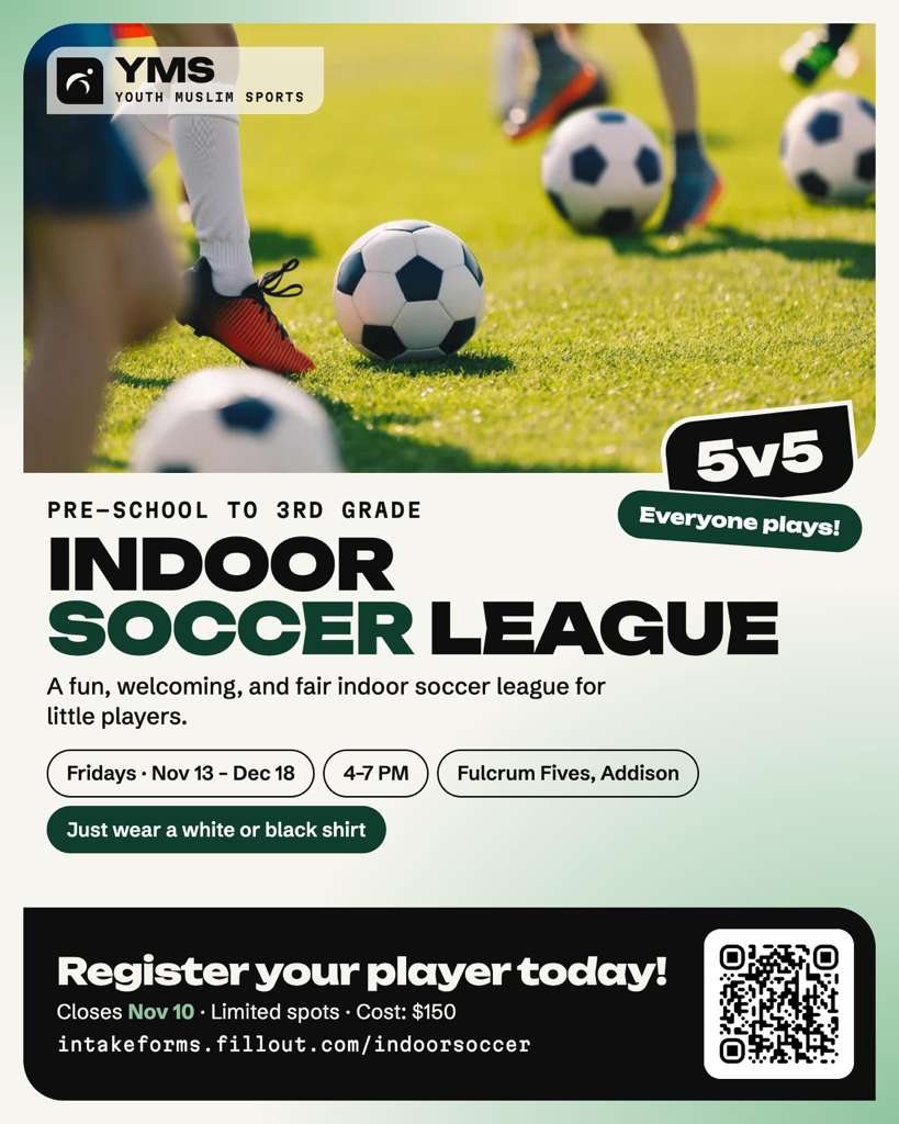Flyer for Indoor 5v5 Soccer League